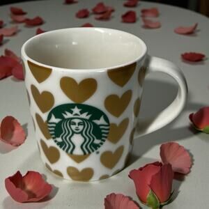 Starbucks Gold Hearts Mini Mug 3oz 2015 Mermaid Logo Cup NOT FULL SIZE Rare